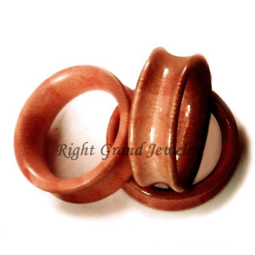 Light Red Body Piercing Jewelry Organic Wood Ear Tunnels